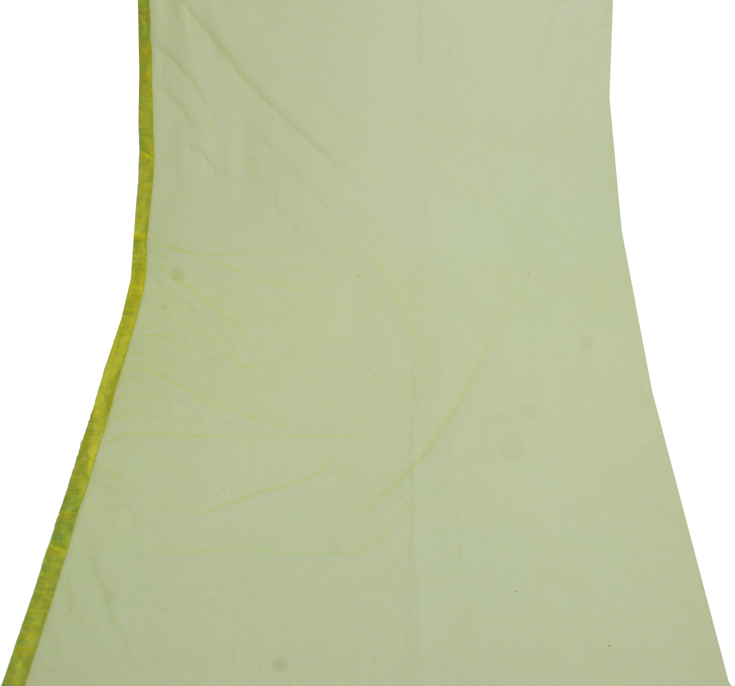 Sushila Vintage Lemon Green Indian Sari Remnant Scrap Net Mesh Craft Fabric