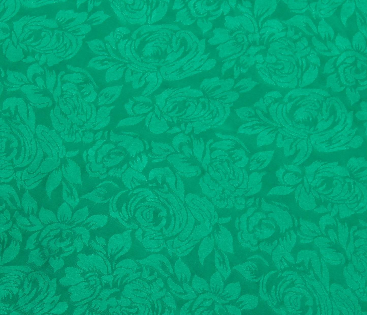 Sushila Vintage Green Sari Remnant Scrap Blend Crepe Self Woven Craft Fabric