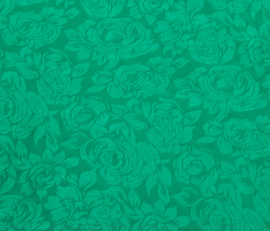Sushila Vintage Green Sari Remnant Scrap Blend Crepe Self Woven Craft Fabric
