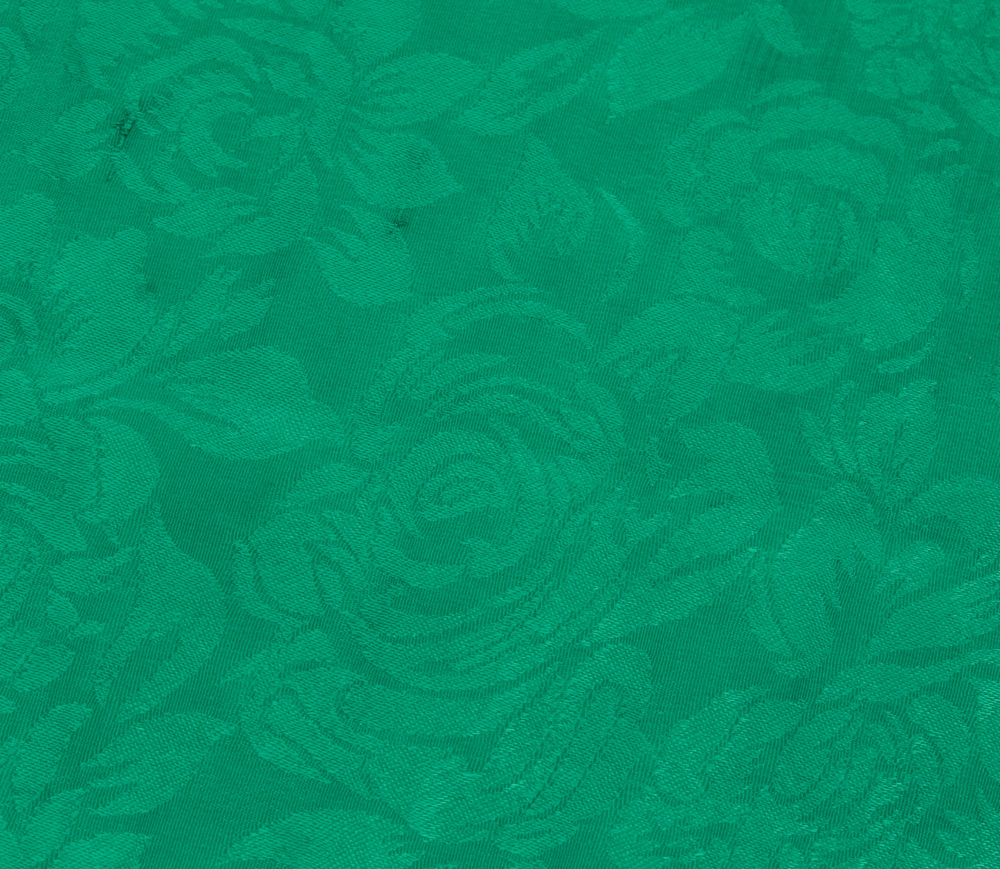 Sushila Vintage Green Sari Remnant Scrap Blend Crepe Self Woven Craft Fabric
