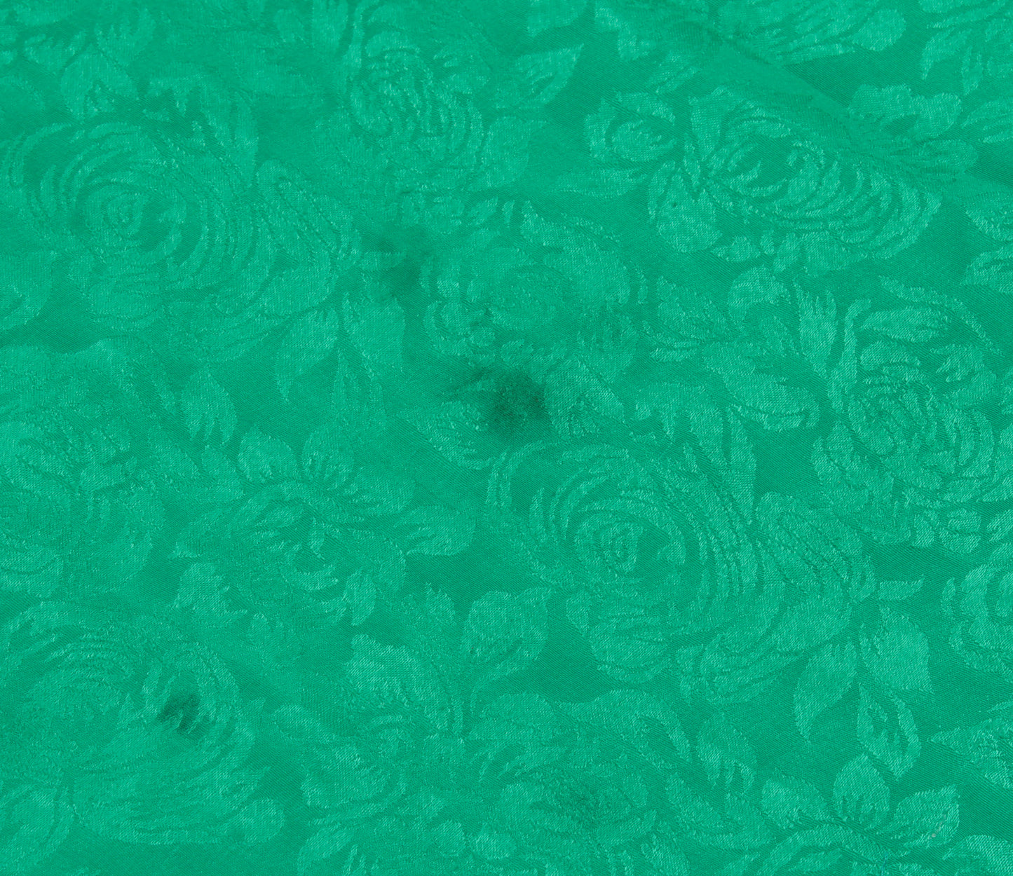 Sushila Vintage Green Sari Remnant Scrap Blend Crepe Self Woven Craft Fabric