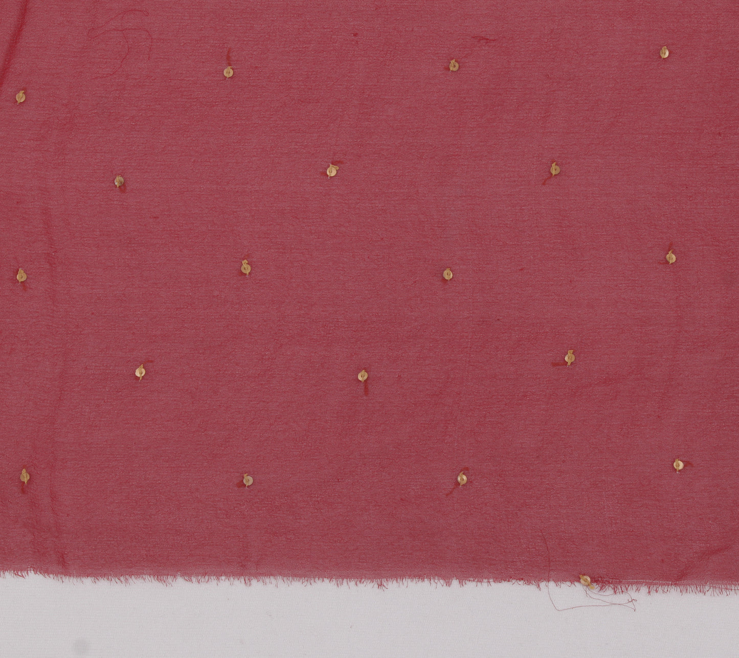 Sushila Vintage Maroon Sari Remnant Scrap Pure Georgette Hand Beaded Fabric