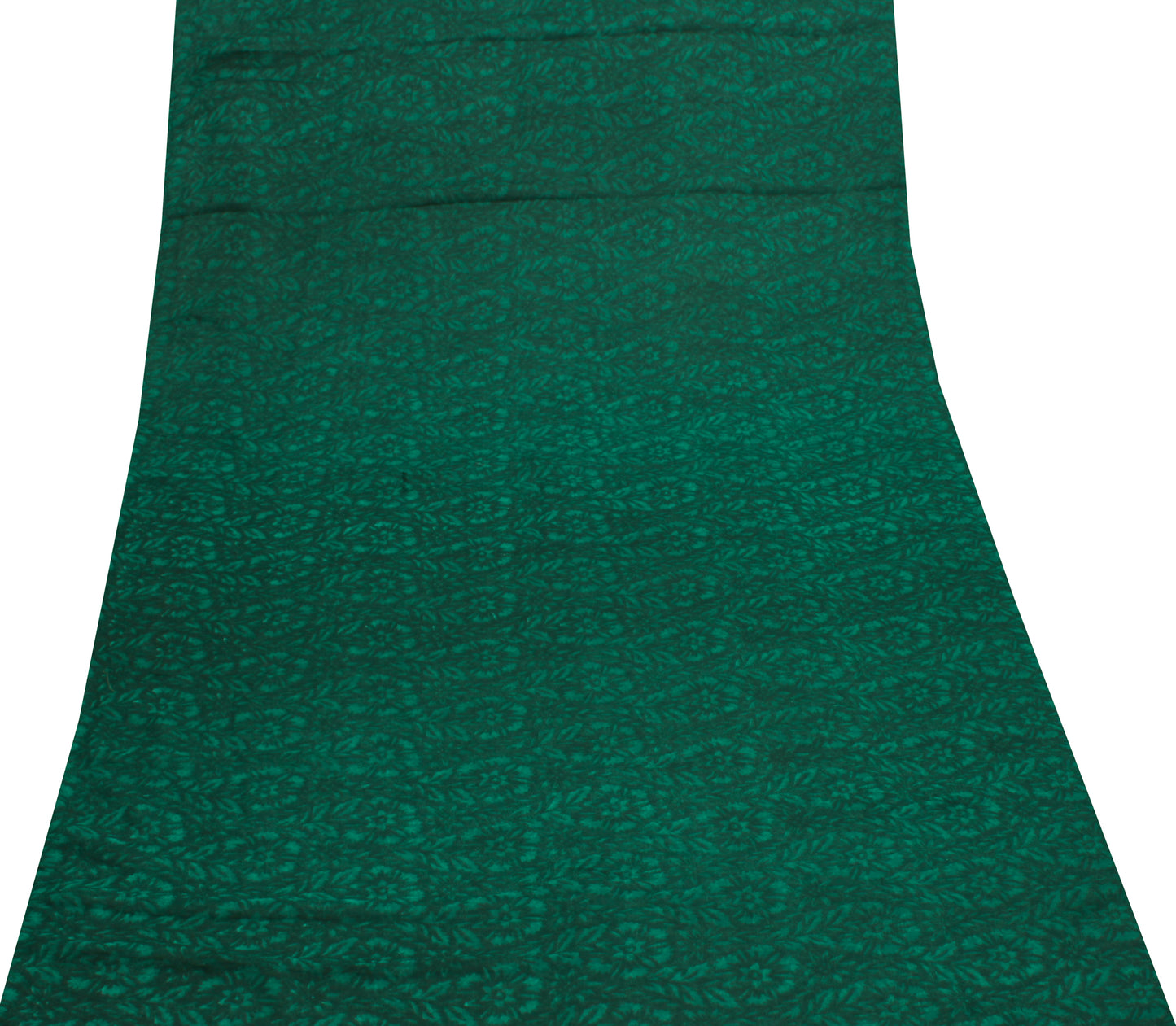 Sushila Vintage Green Sari Remnant Scrap Blend Georgette Printed Craft Fabric
