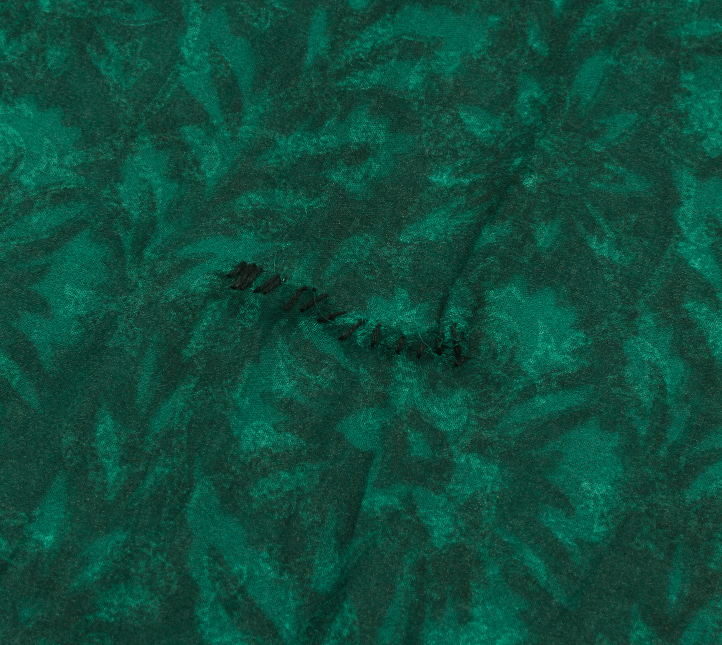 Sushila Vintage Green Sari Remnant Scrap Blend Georgette Printed Craft Fabric