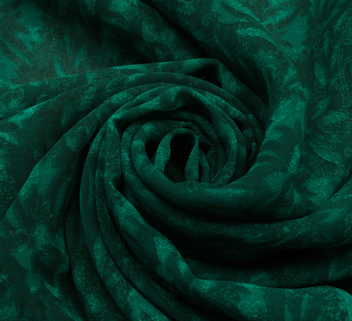 Sushila Vintage Green Sari Remnant Scrap Blend Georgette Printed Craft Fabric