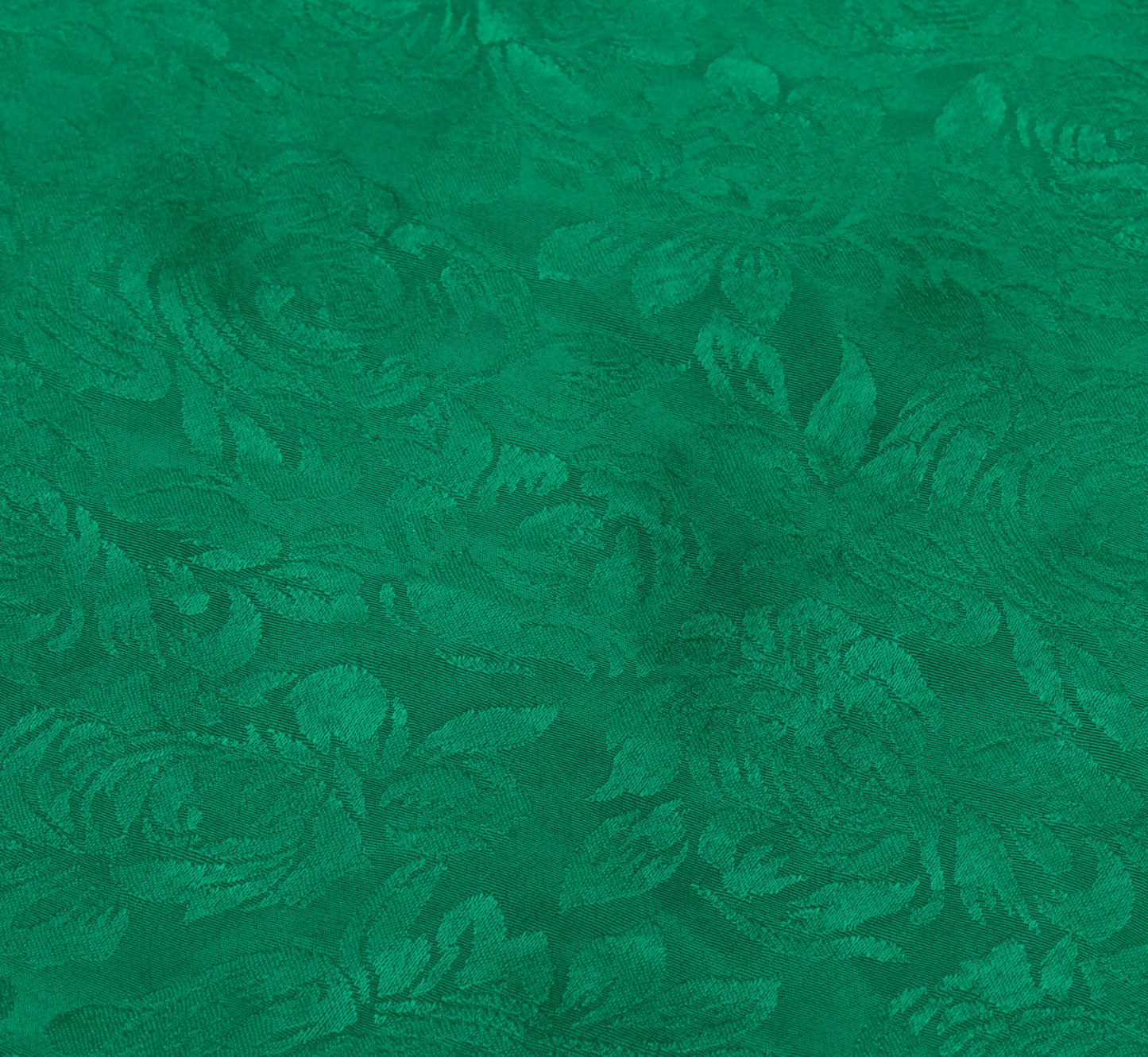 Sushila Vintage Green Sari Remnant Scrap Blend Georgette Self Woven Craft Fabric