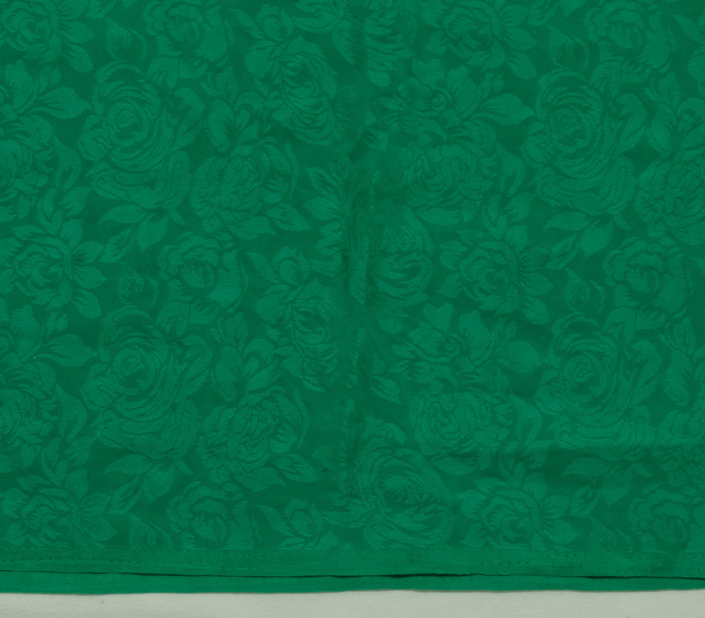 Sushila Vintage Green Sari Remnant Scrap Blend Georgette Self Woven Craft Fabric