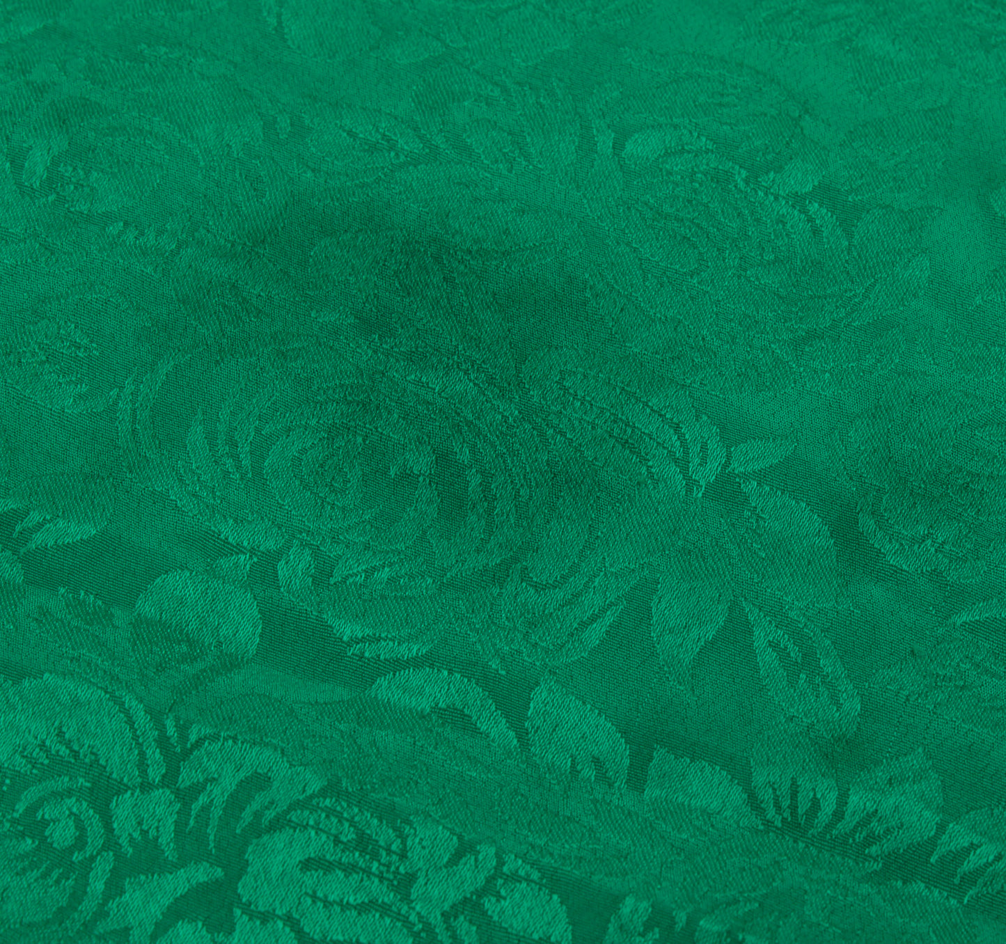 Sushila Vintage Green Sari Remnant Scrap Blend Georgette Self Woven Craft Fabric