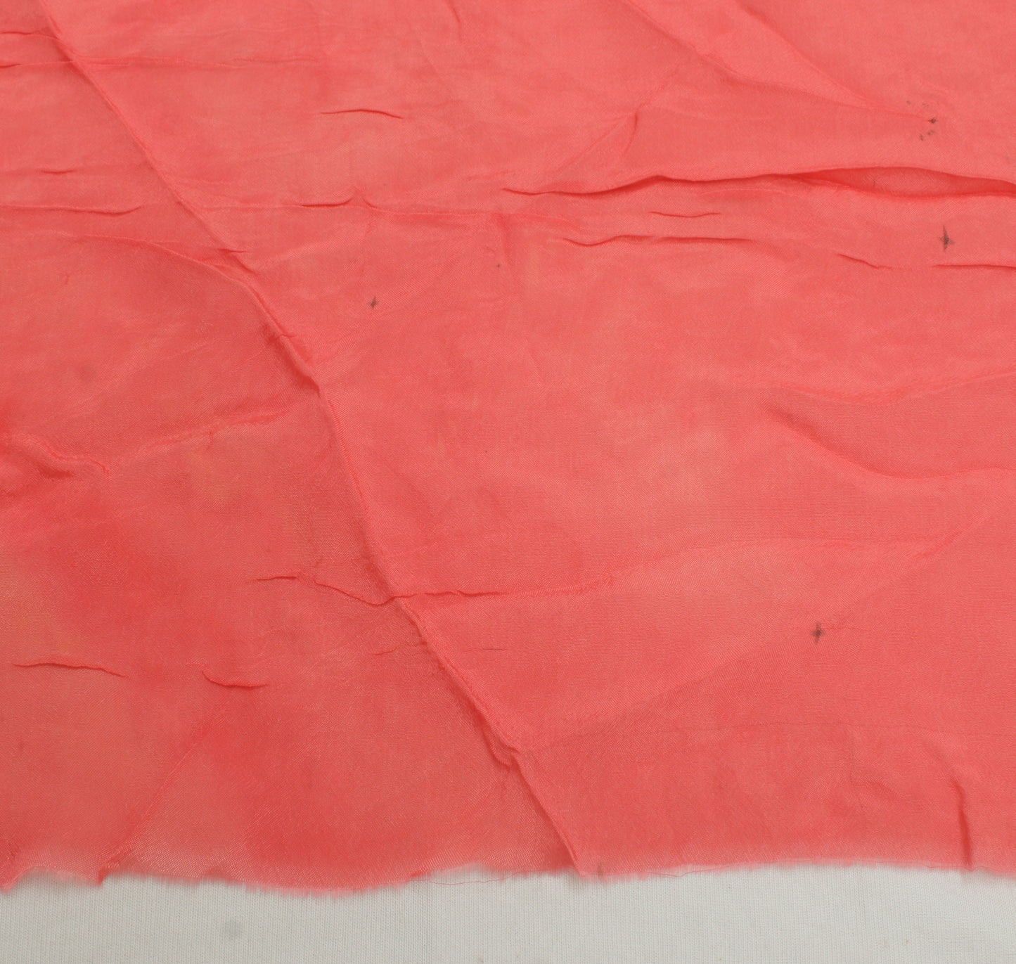 Sushila Vintage Peach Sari Remnant Scrap Pure Silk Embroidered Craft Fabric