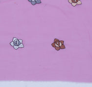 Sushila Vintage Pink Sari Remnant Scrap Blend Georgette Embroidered Craft Fabric