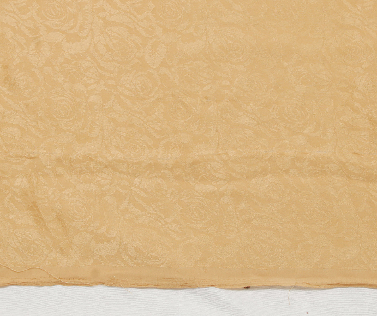 Sushila Vintage Cream Sari Remnant Scrap Blend Silk Self Woven Craft Fabric