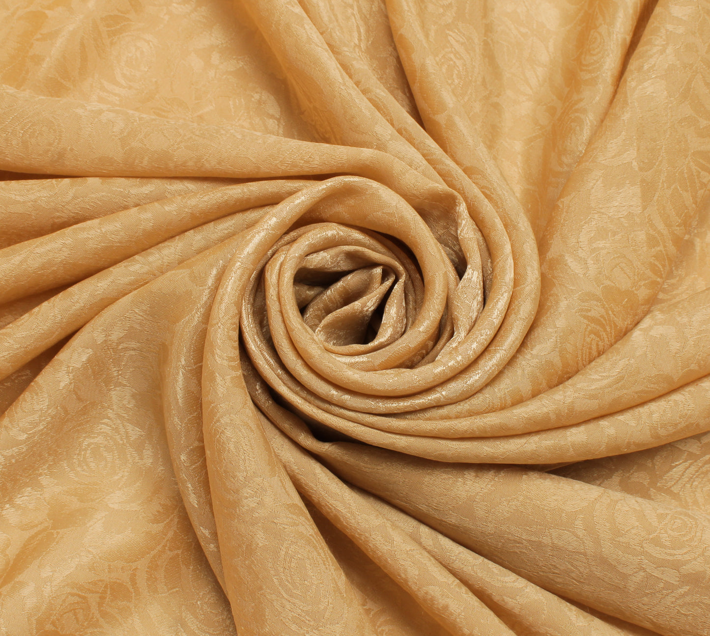 Sushila Vintage Cream Sari Remnant Scrap Blend Silk Self Woven Craft Fabric