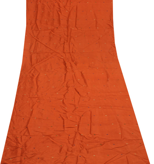 Sushila Vintage Rust Indian Sari Remnant Scrap 100% Pure Silk Woven Craft Fabric