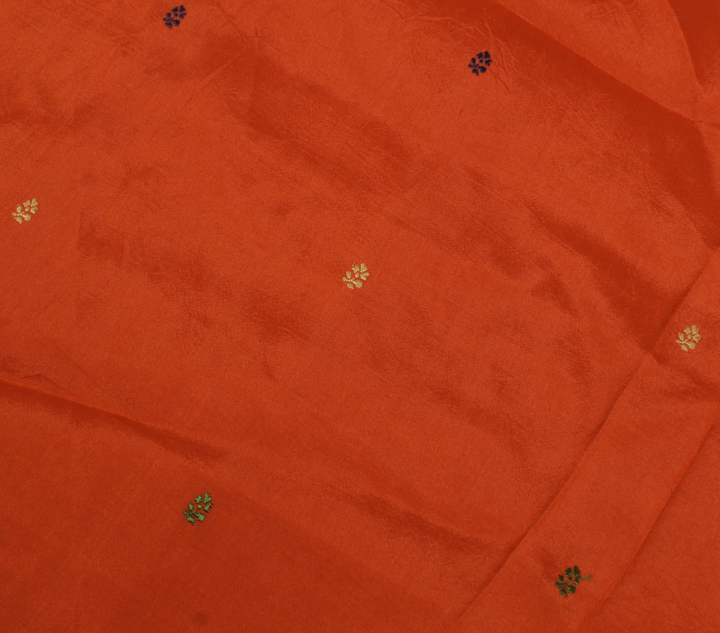 Sushila Vintage Rust Indian Sari Remnant Scrap 100% Pure Silk Woven Craft Fabric