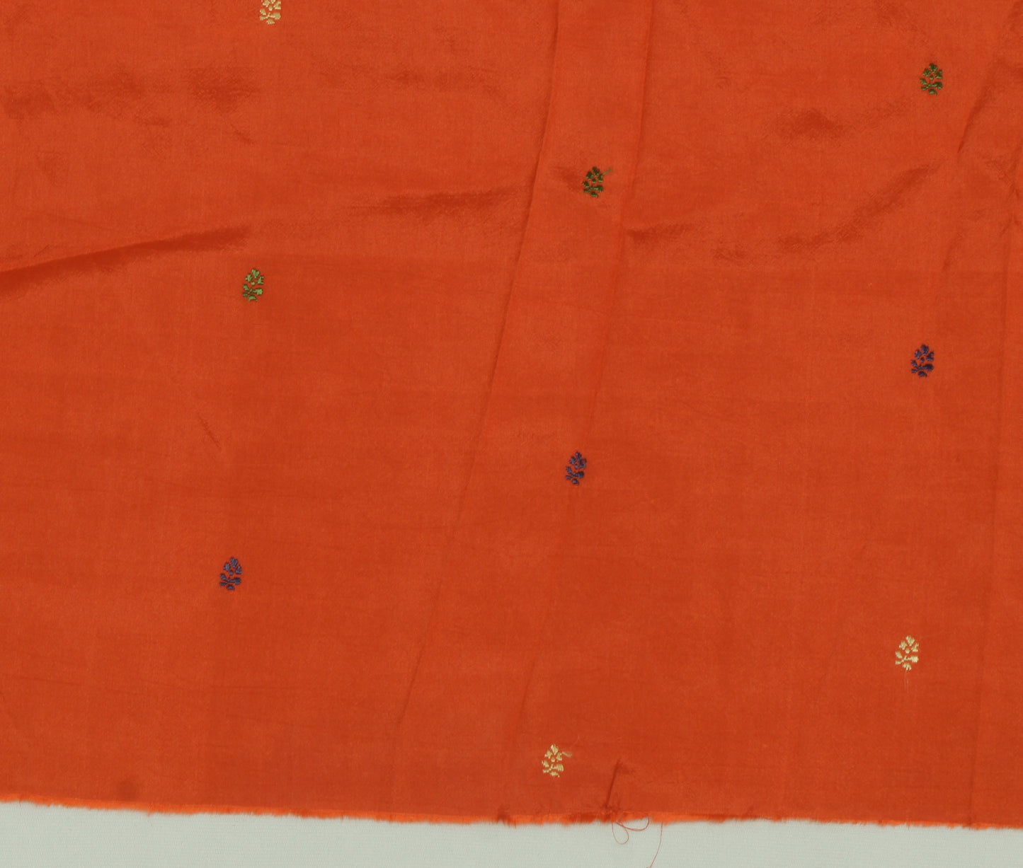 Sushila Vintage Rust Indian Sari Remnant Scrap 100% Pure Silk Woven Craft Fabric