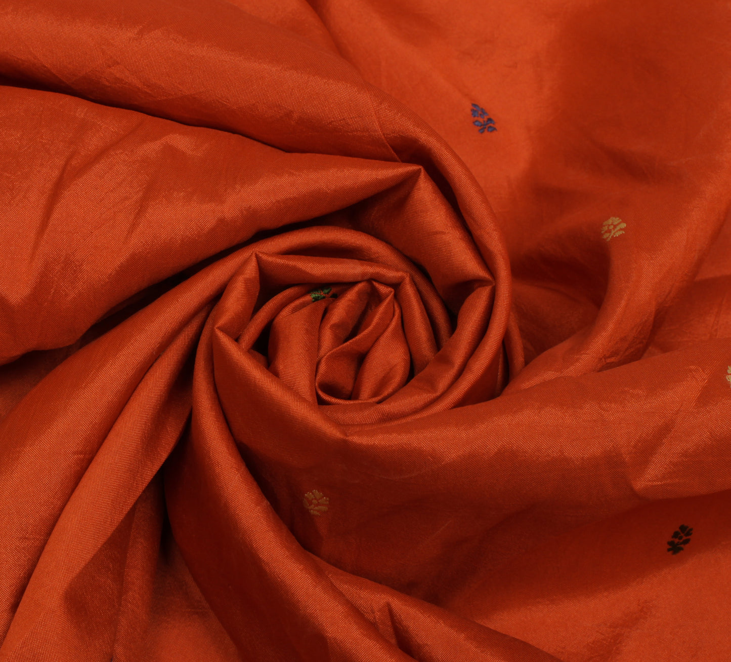 Sushila Vintage Rust Indian Sari Remnant Scrap 100% Pure Silk Woven Craft Fabric