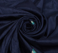 Sushila Vintage Blue Sari Remnant Scrap Pure Silk Baluchari Woven Craft Fabric
