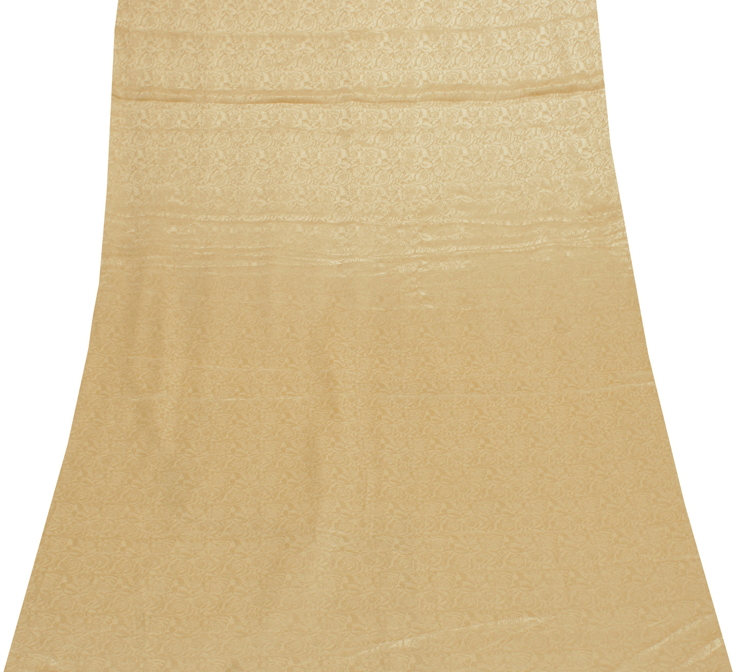 Sushila Vintage Cream Indian Sari Remnant Scrap Blend Silk Craft Fabric