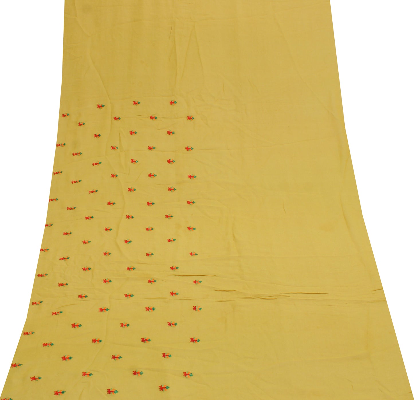 Sushila Vintage Sari Remnant Scrap Pure Georgette Embroidered Craft Fabric