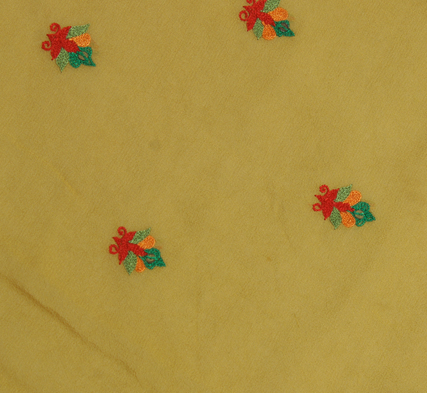 Sushila Vintage Sari Remnant Scrap Pure Georgette Embroidered Craft Fabric