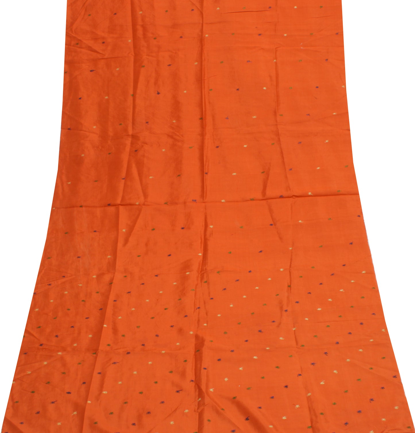 Sushila Vintage Rust Indian Sari Remnant Scrap 100% Pure Silk Woven Craft Fabric