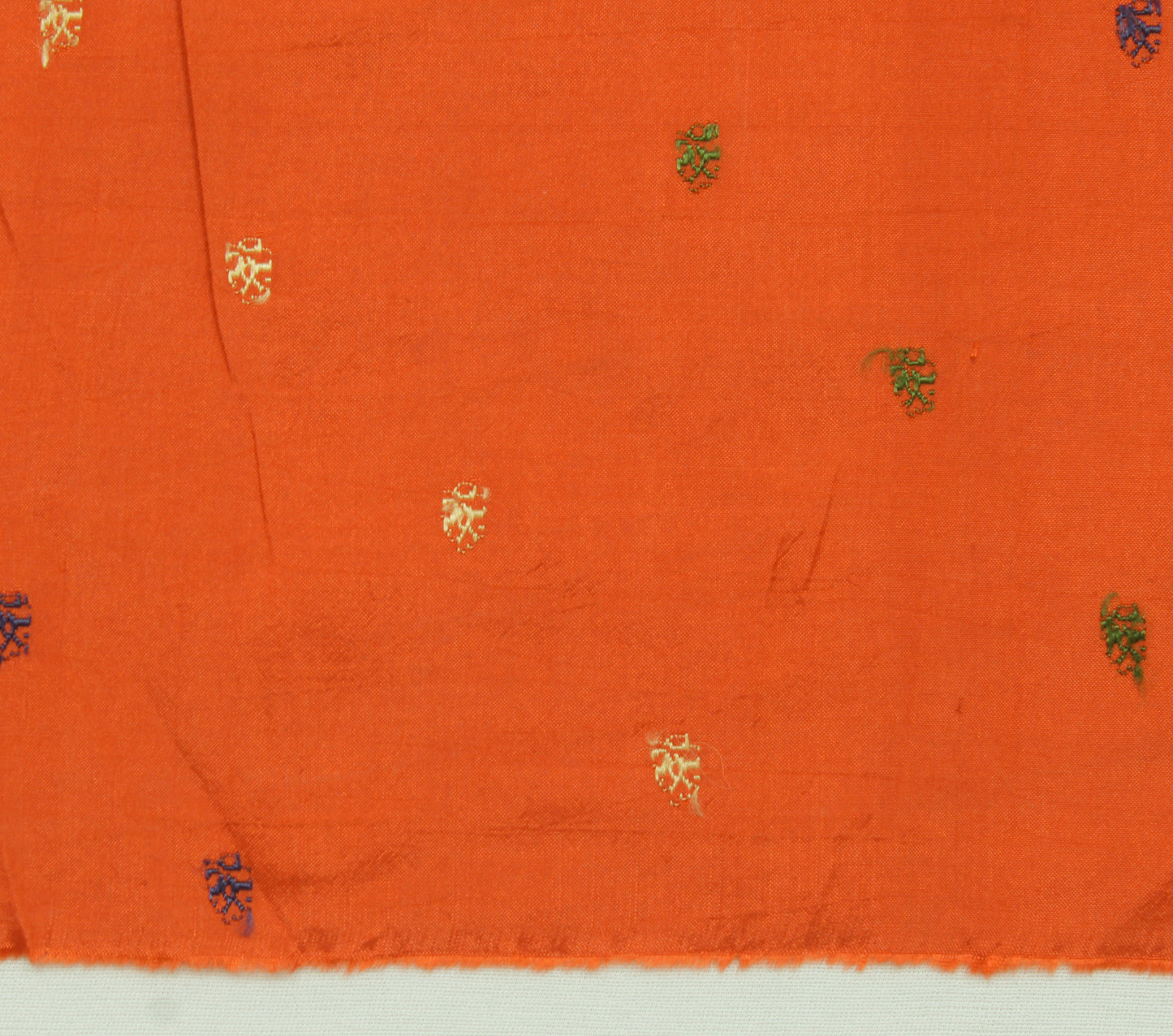 Sushila Vintage Rust Indian Sari Remnant Scrap 100% Pure Silk Woven Craft Fabric