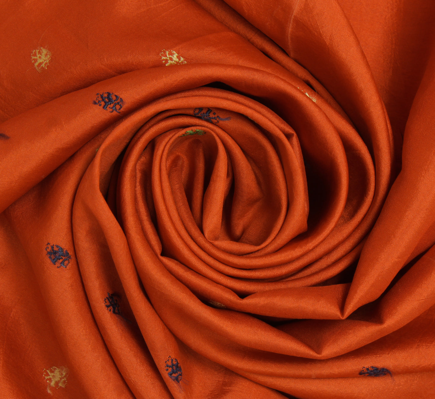 Sushila Vintage Rust Indian Sari Remnant Scrap 100% Pure Silk Woven Craft Fabric