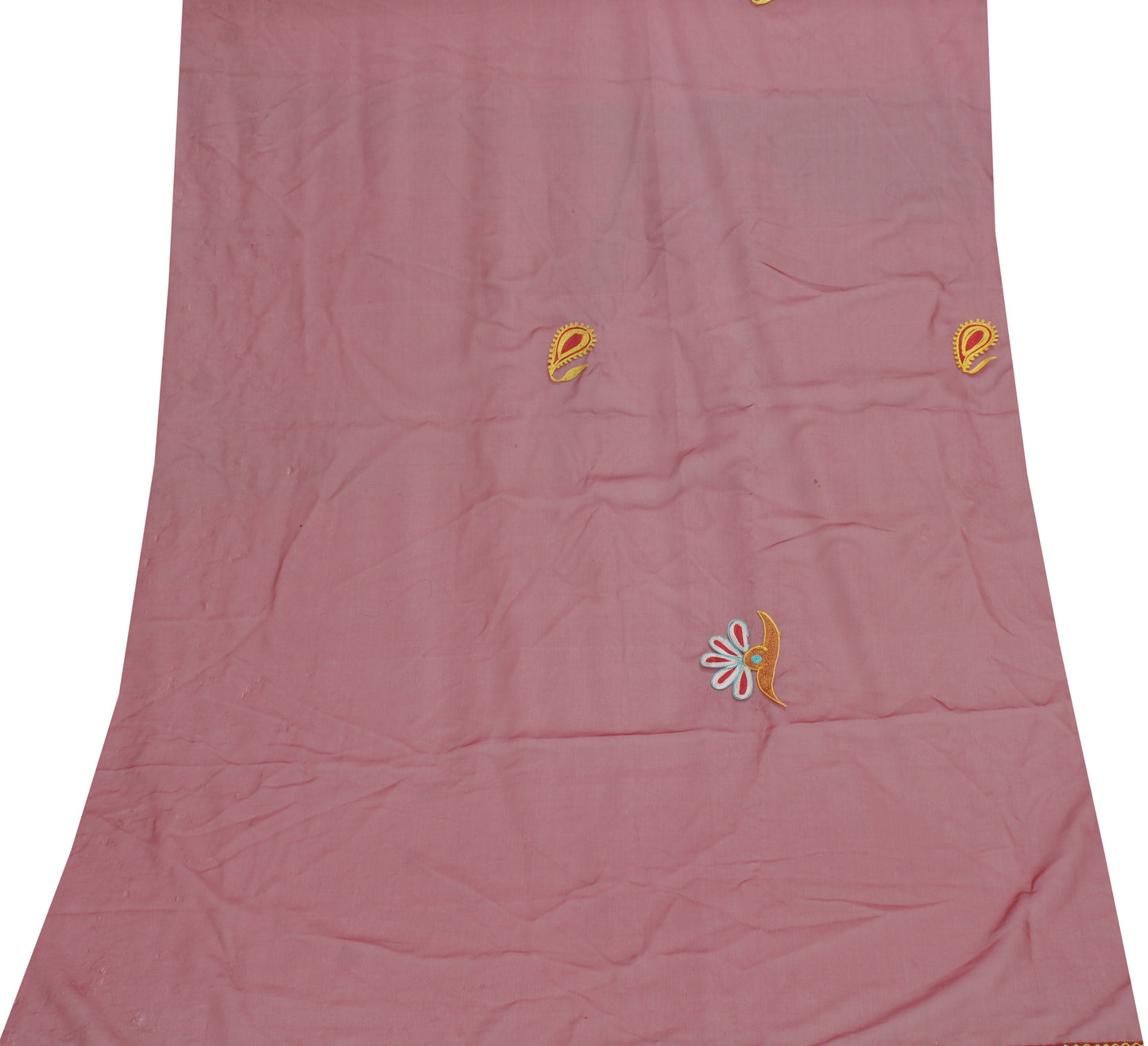 Sushila Vintage Maroon Sari Remnant Scrap Blend Georgette Silk Craft Fabric