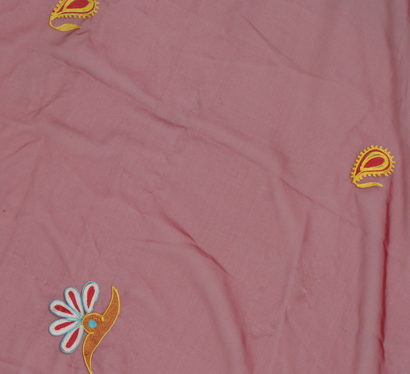Sushila Vintage Maroon Sari Remnant Scrap Blend Georgette Silk Craft Fabric