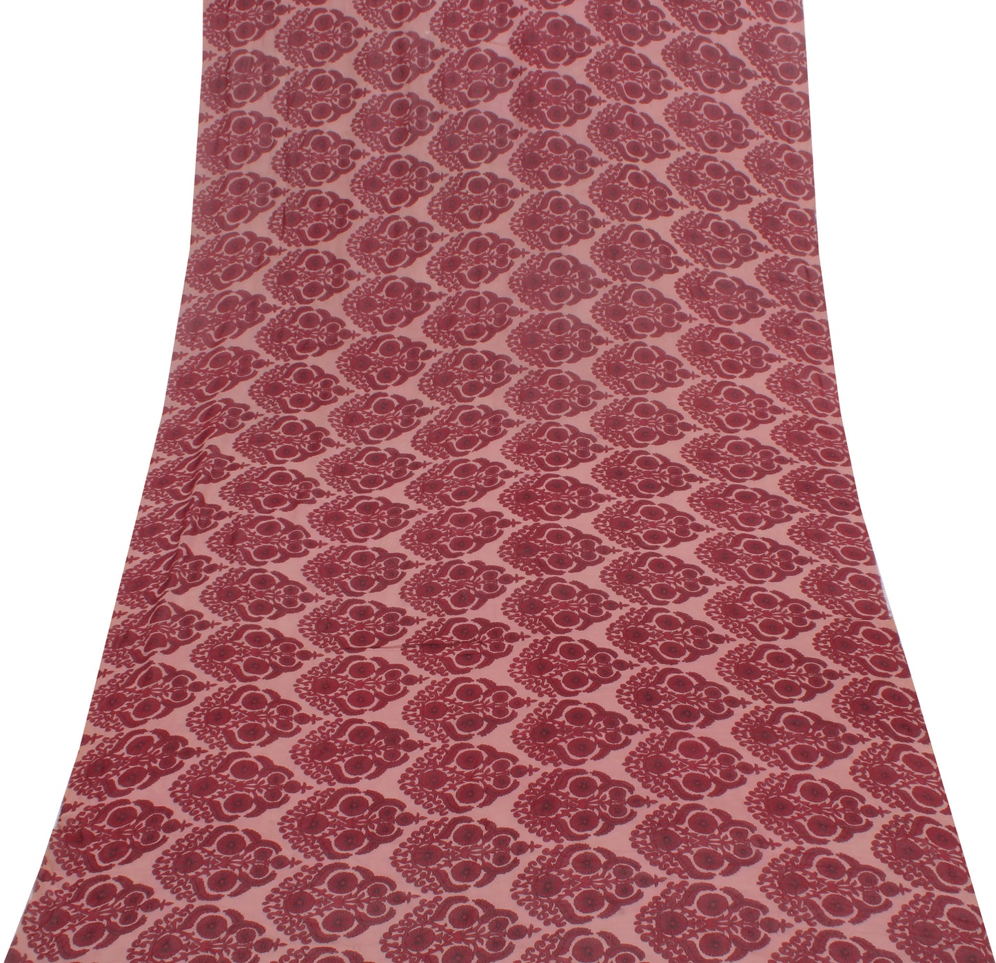 Sushila Vintage Pink Sari Remnant Scrap Pure Georgette Printed Craft Fabric