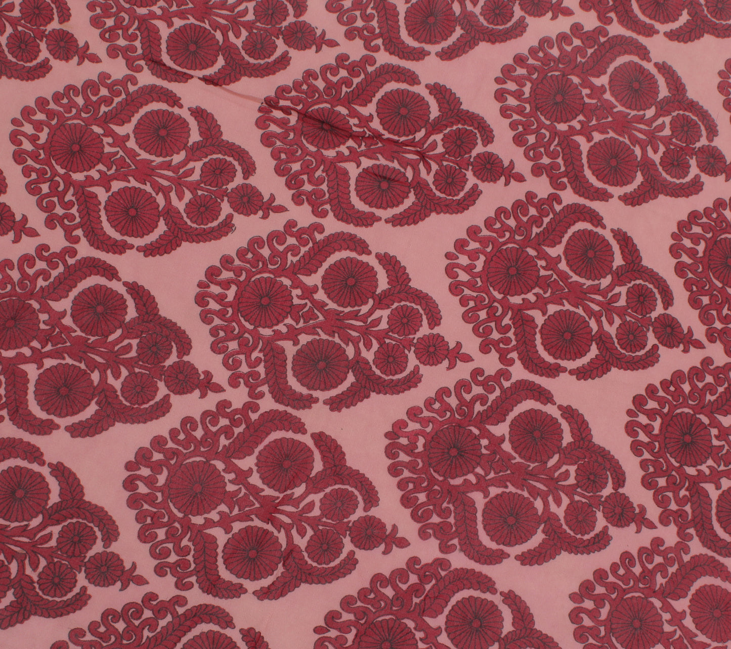 Sushila Vintage Pink Sari Remnant Scrap Pure Georgette Printed Craft Fabric