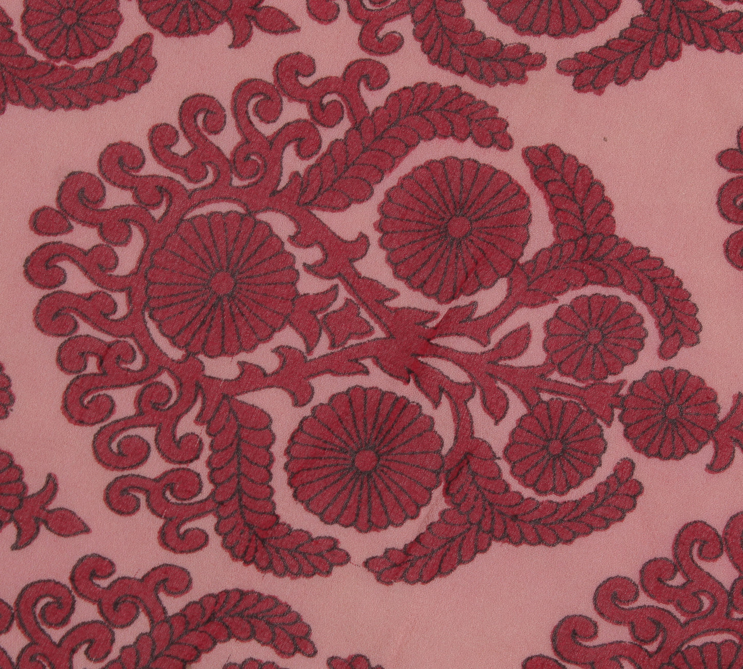 Sushila Vintage Pink Sari Remnant Scrap Pure Georgette Printed Craft Fabric