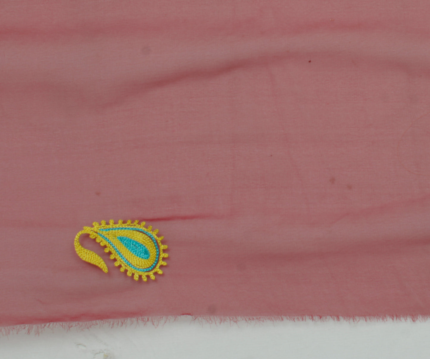 Sushila Vintage Maroon Sari Remnant Scrap Blend Georgette Embroidered Fabric