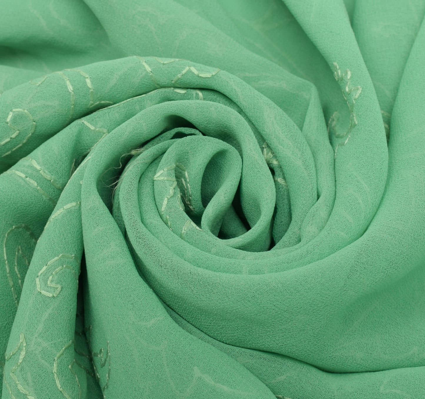 Sushila Vintage Sari Remnant Scrap Blend Georgette Silk Embroidered Craft Fabric
