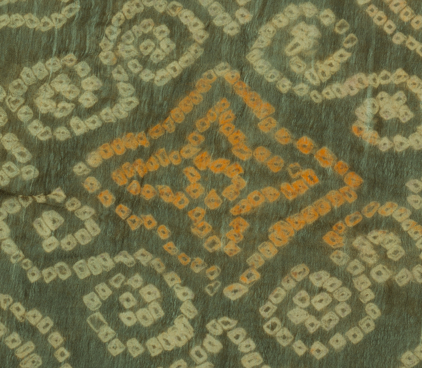 Sushila Vintage Green Sari Remnant Scrap Pure Georgette Printed Craft Fabric