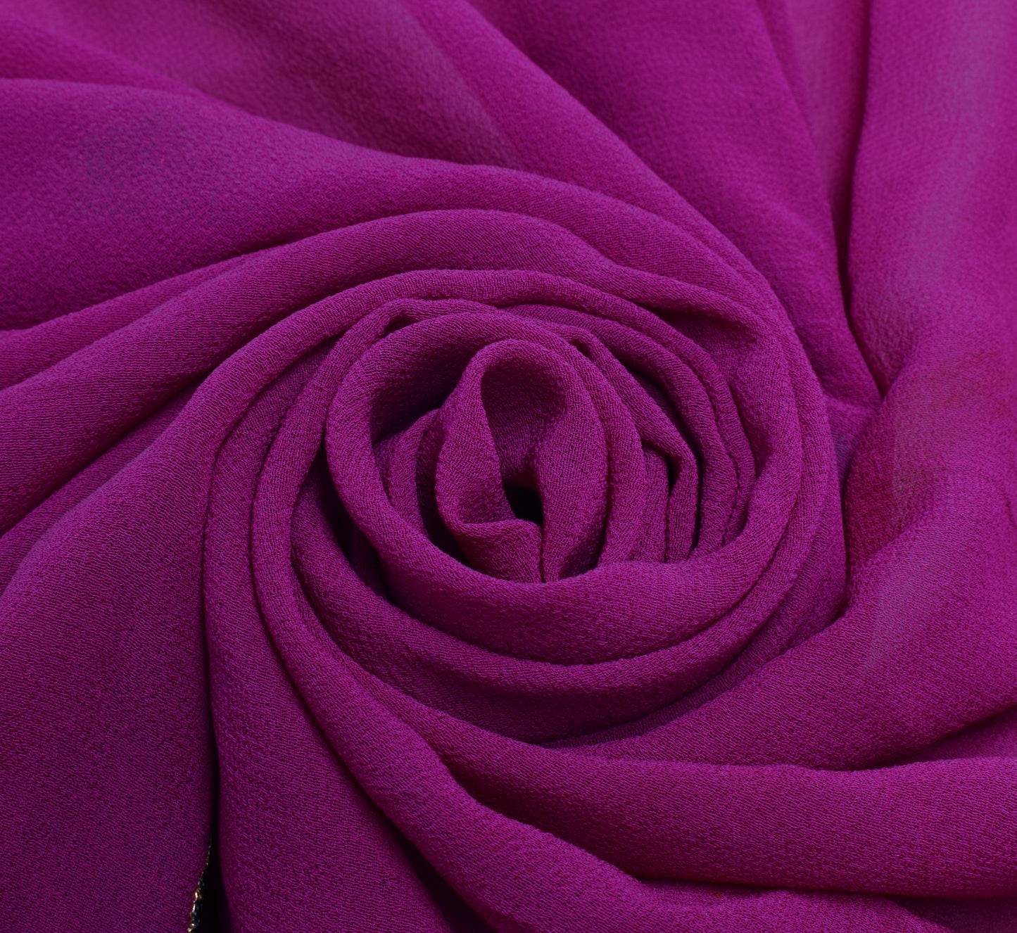 Sushila Vintage Purple Sari Remnant Scrap Pure Georgette Silk Embroidered Fabric