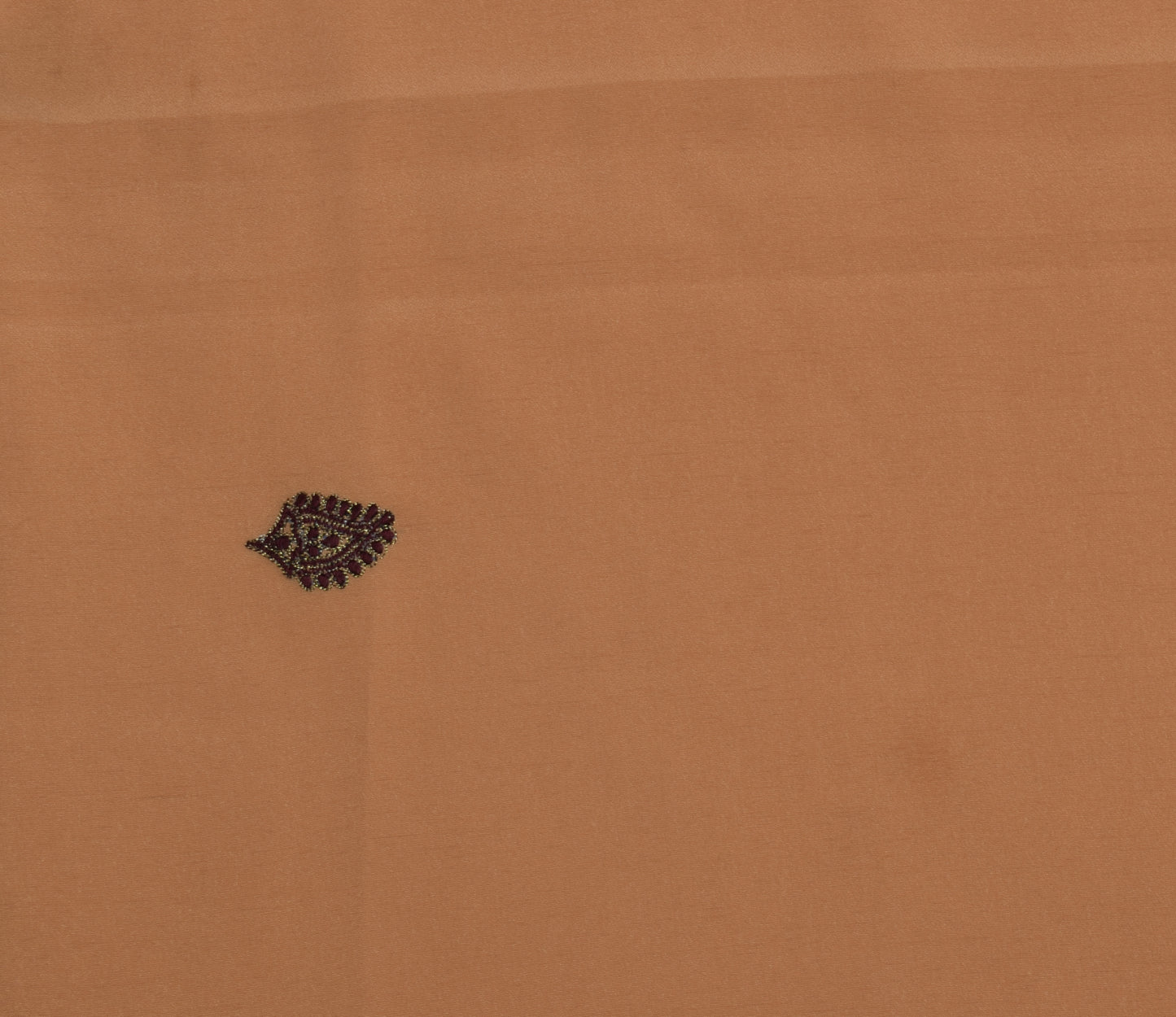 Sushila Vintage Brown Sari Remnant Scrap Blend Crepe Embroidered Craft Fabric