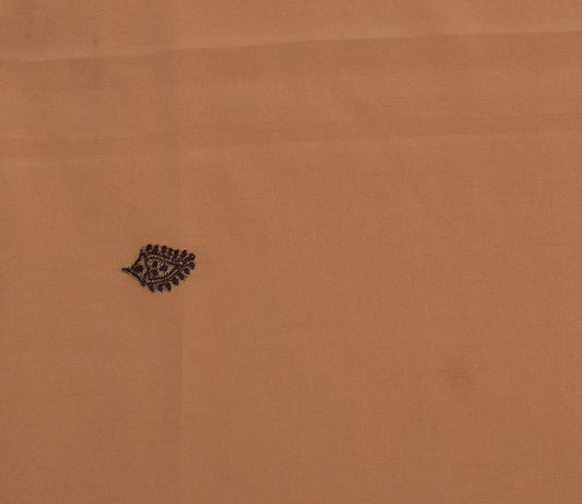 Sushila Vintage Brown Sari Remnant Scrap Blend Crepe Embroidered Craft Fabric