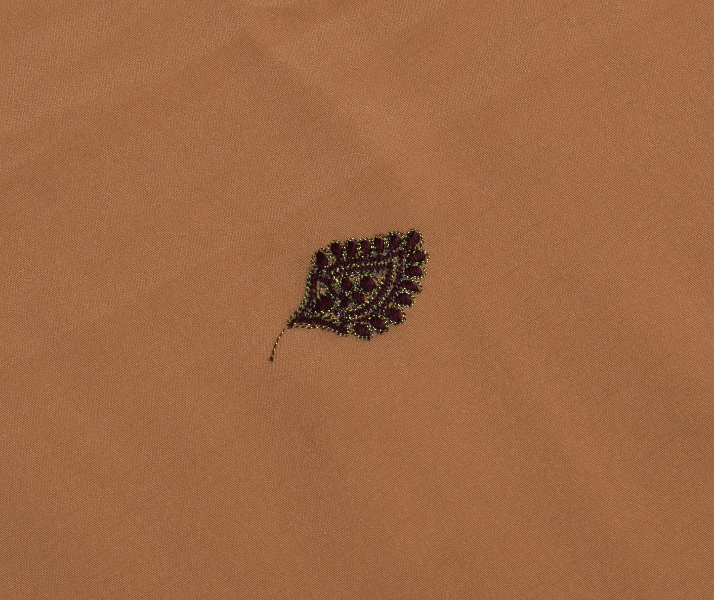 Sushila Vintage Brown Sari Remnant Scrap Blend Crepe Embroidered Craft Fabric