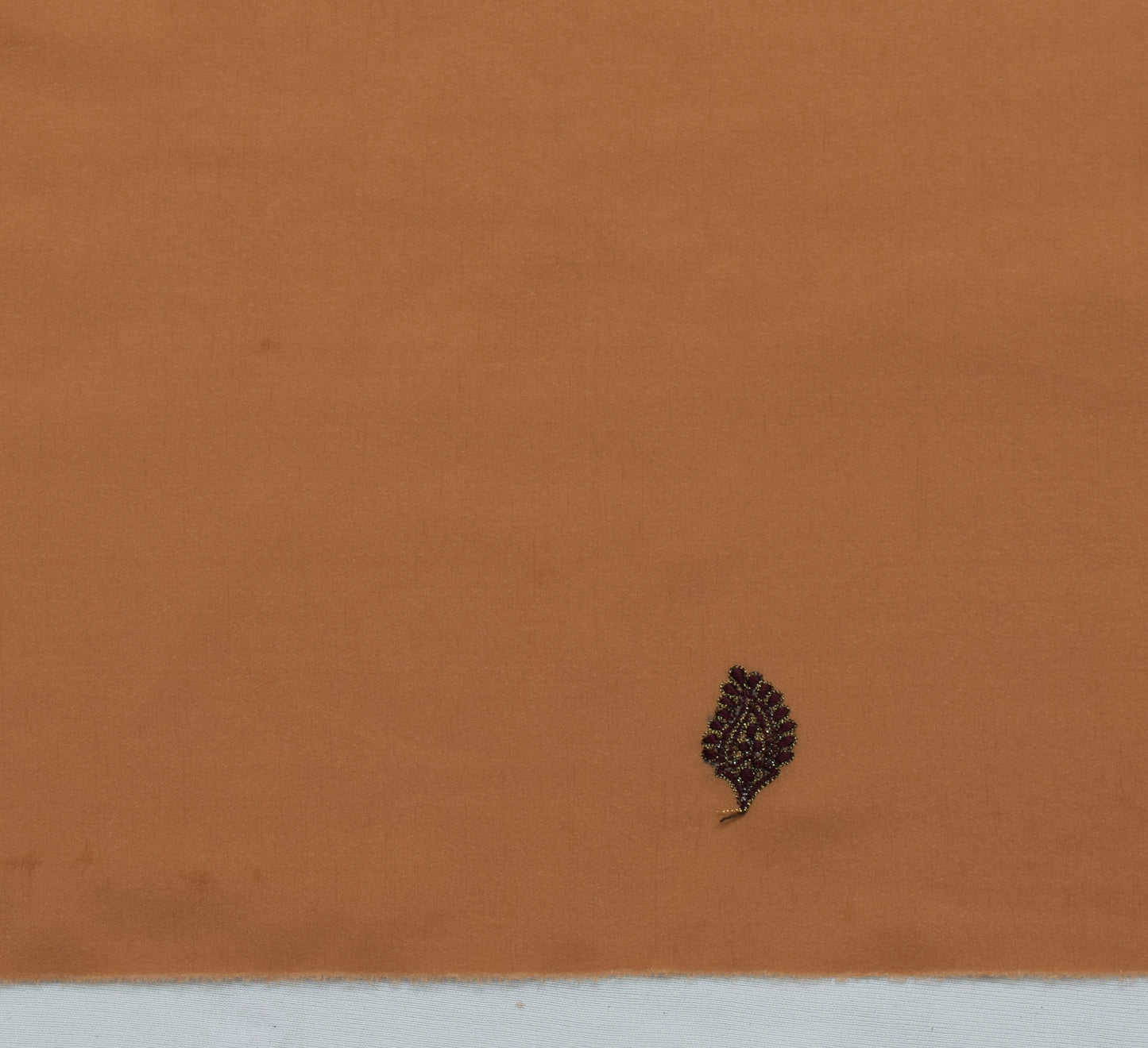 Sushila Vintage Brown Sari Remnant Scrap Blend Crepe Embroidered Craft Fabric