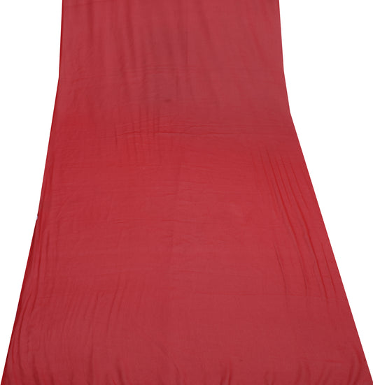 Sushila Vintage Red Indian Sari Remnant Scrap Blend Georgette Silk Craft Fabric