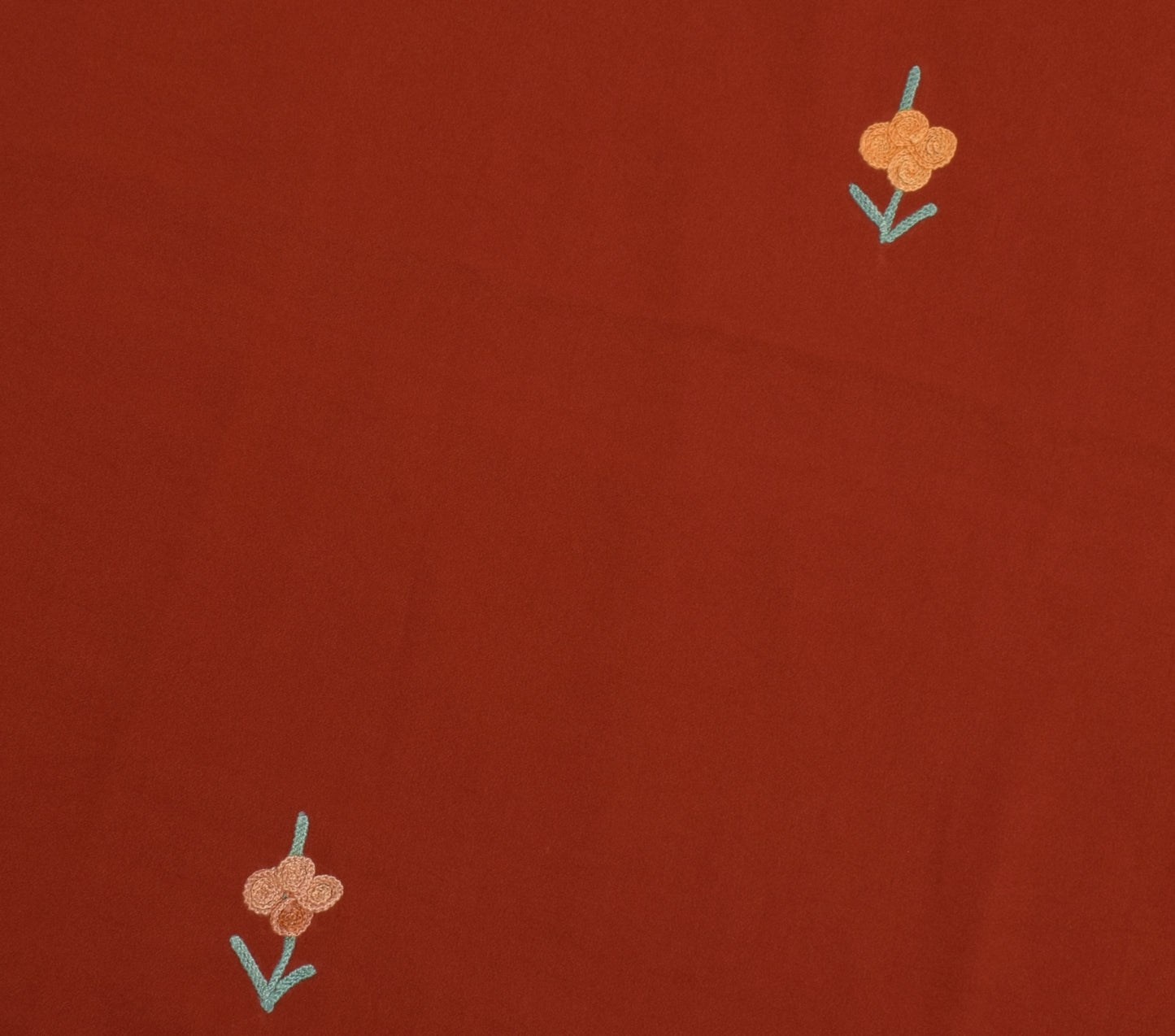 Sushila Vintage Rust Sari Remnant Scrap Blend Crepe Embroidered Craft Fabric