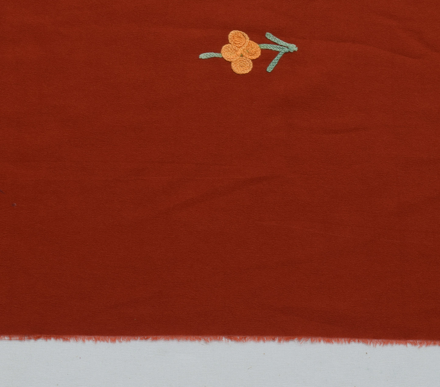 Sushila Vintage Rust Sari Remnant Scrap Blend Crepe Embroidered Craft Fabric
