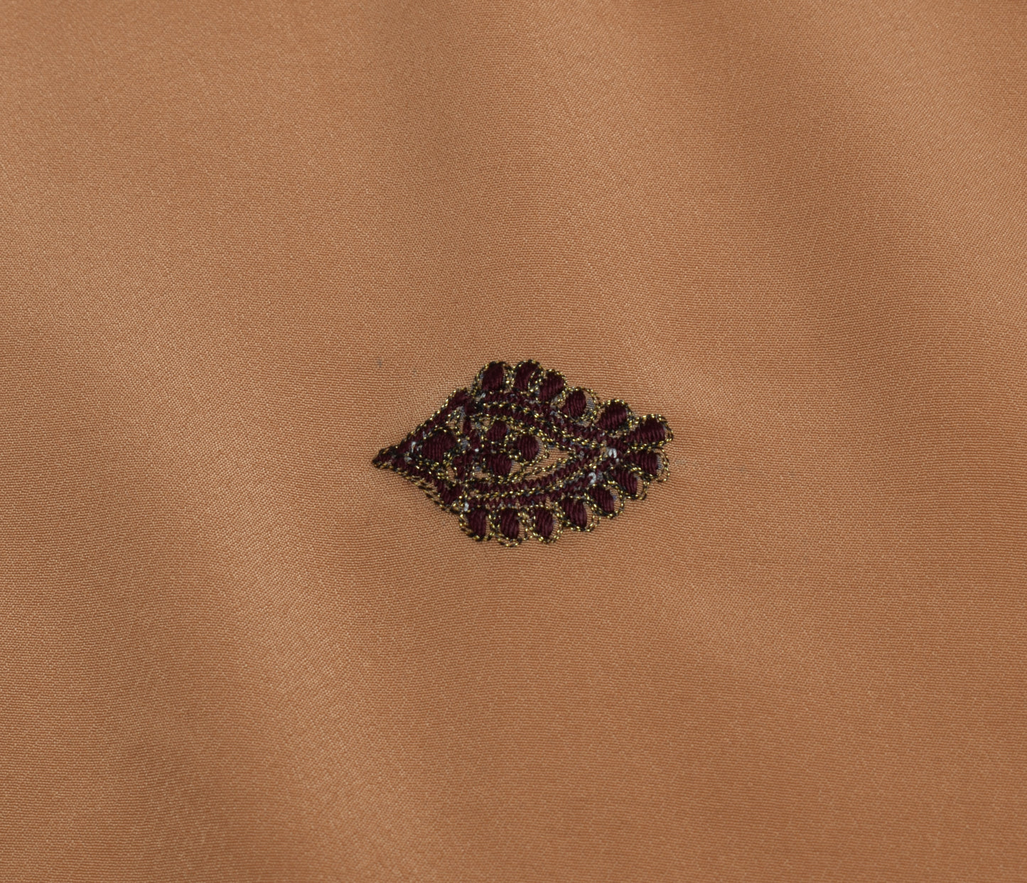 Sushila Vintage Brown Sari Remnant Scrap Blend Crepe Embroidered Craft Fabric