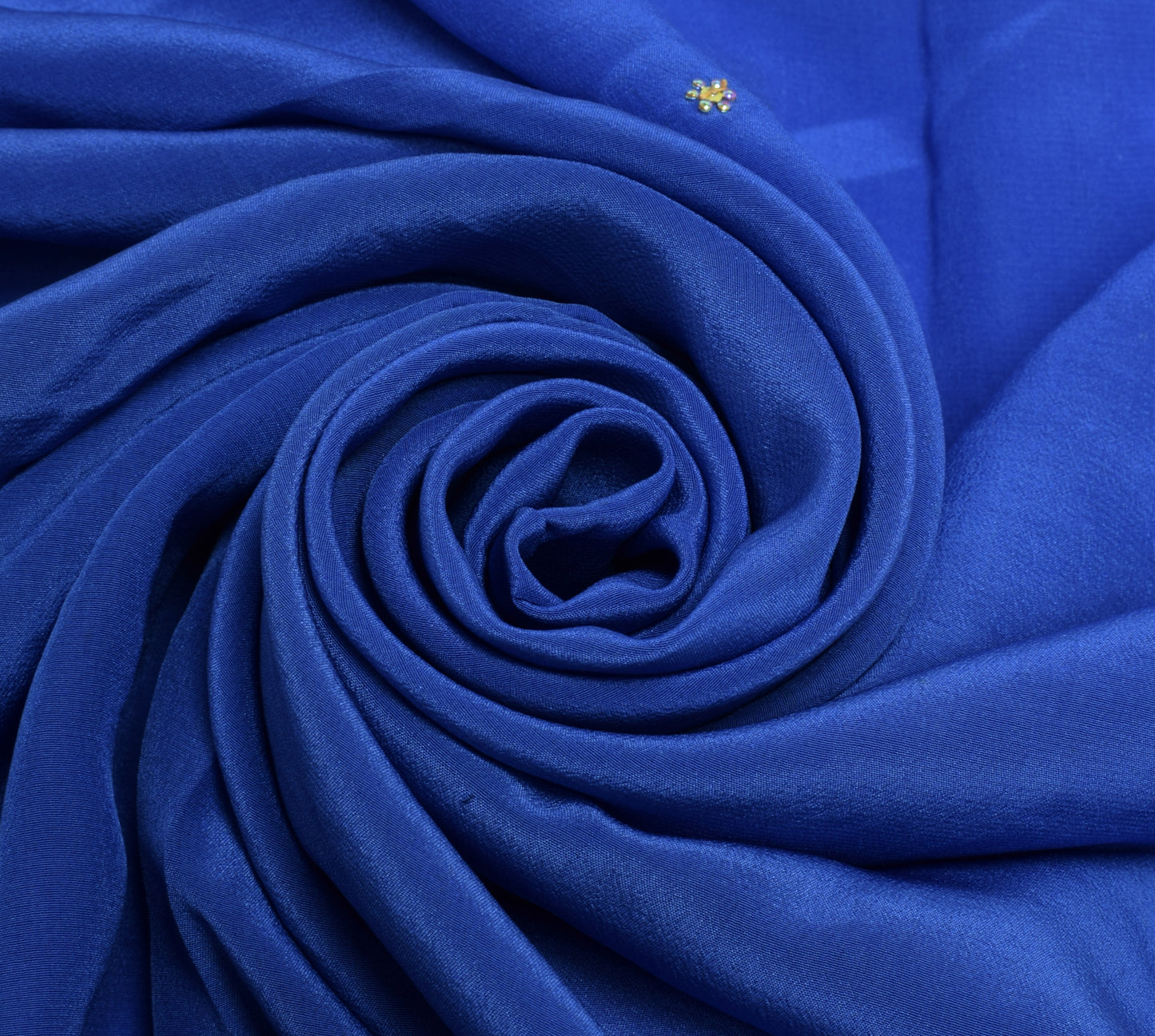 Sushila Vintage Blue Sari Remnant Scrap 100% Pure Silk Embroidered Craft Fabric