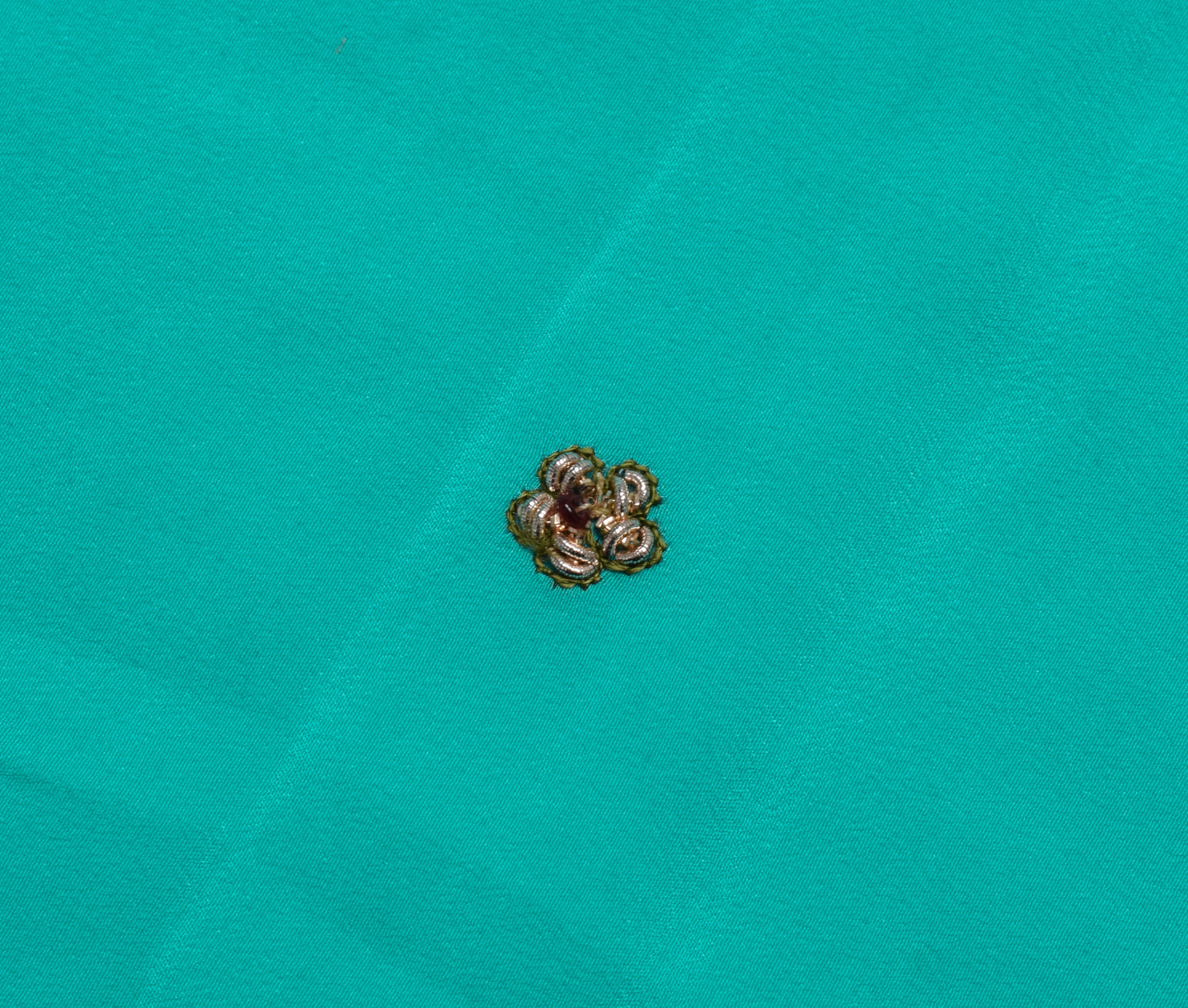 Sushila Vintage Blue Sari Remnant Scrap Pure Silk Hand Beaded Craft Fabric