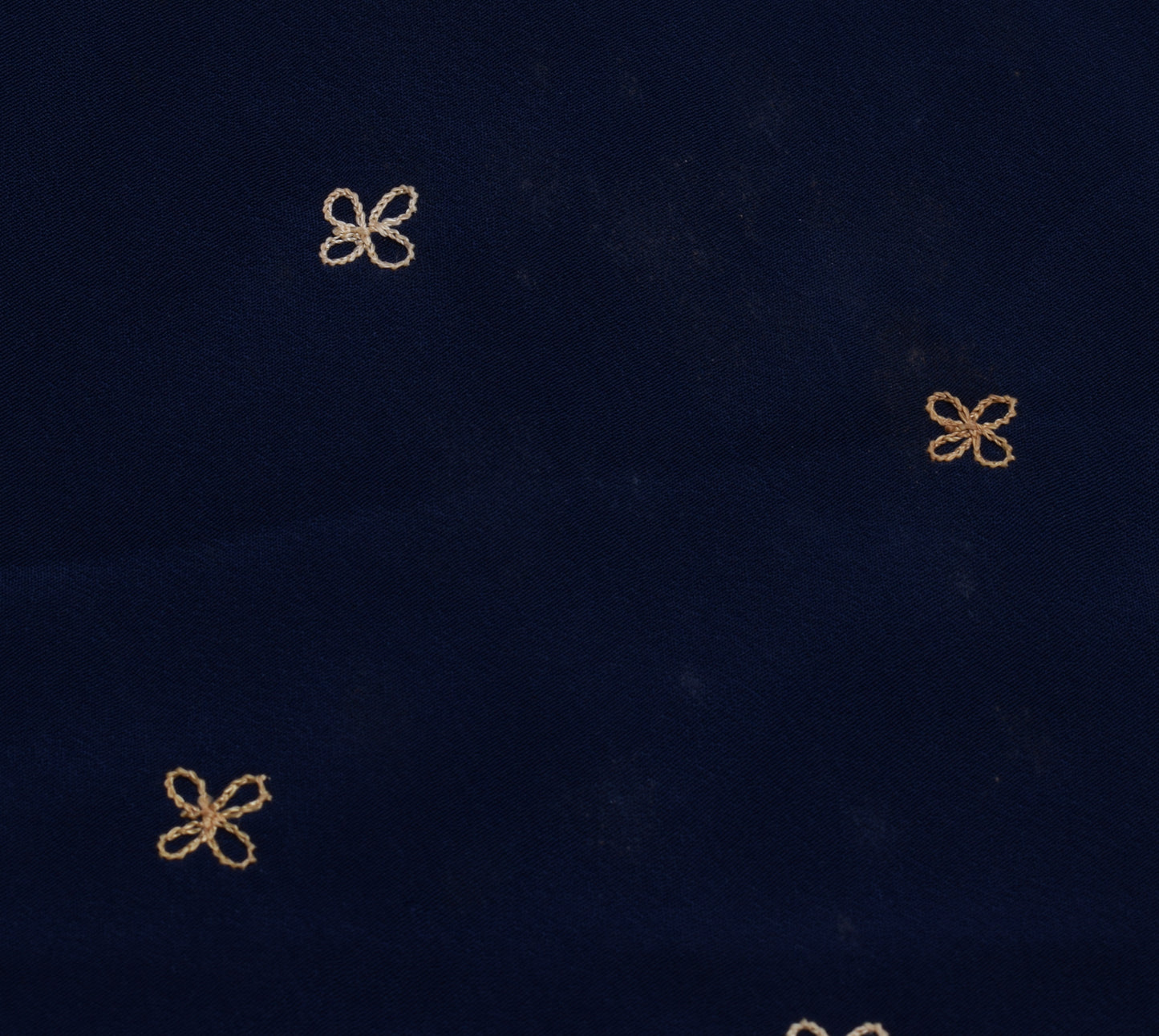 Sushila Vintage Blue Sari Remnant Scrap Blend Crepe Embroidered Craft Fabric