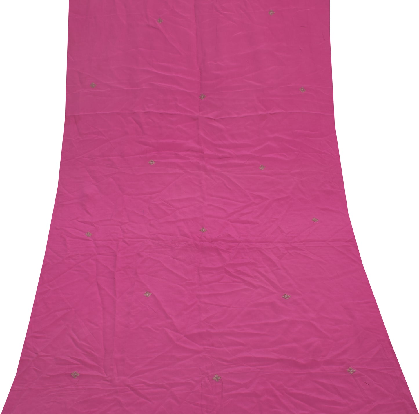 Sushila Vintage Pink Indian Sari Remnant Scrap Pure Crepe Silk Craft Fabric