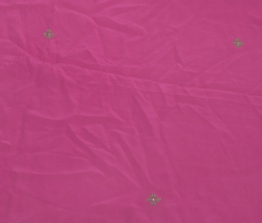 Sushila Vintage Pink Indian Sari Remnant Scrap Pure Crepe Silk Craft Fabric