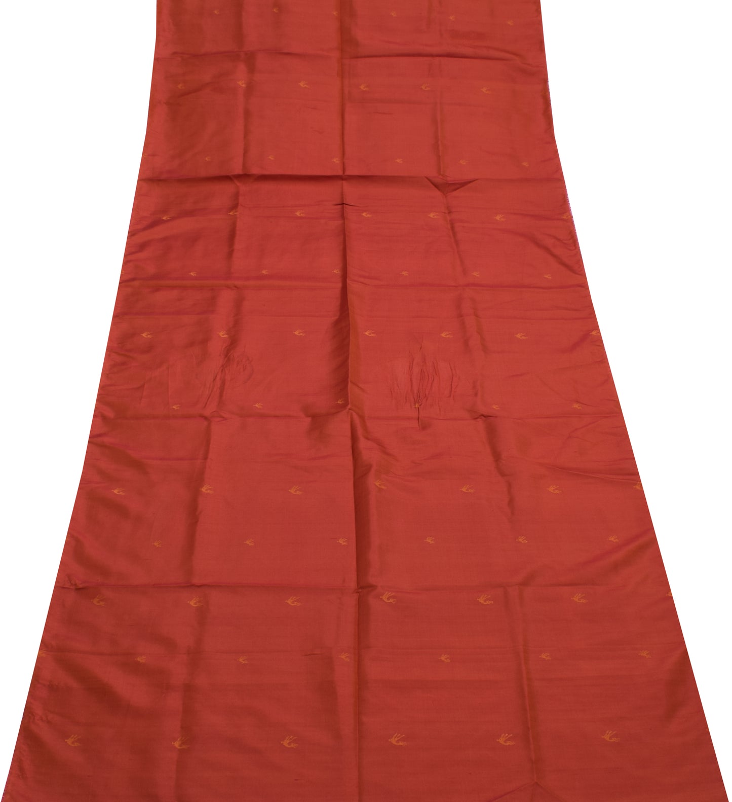 Sushila Vintage Rust Indian Sari Remnant Scrap Multi Purpose Woven Craft Fabric